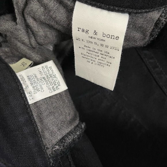 Rag & Bone Capri Denim Jeans in Coal Black 26 - Picture 7 of 8